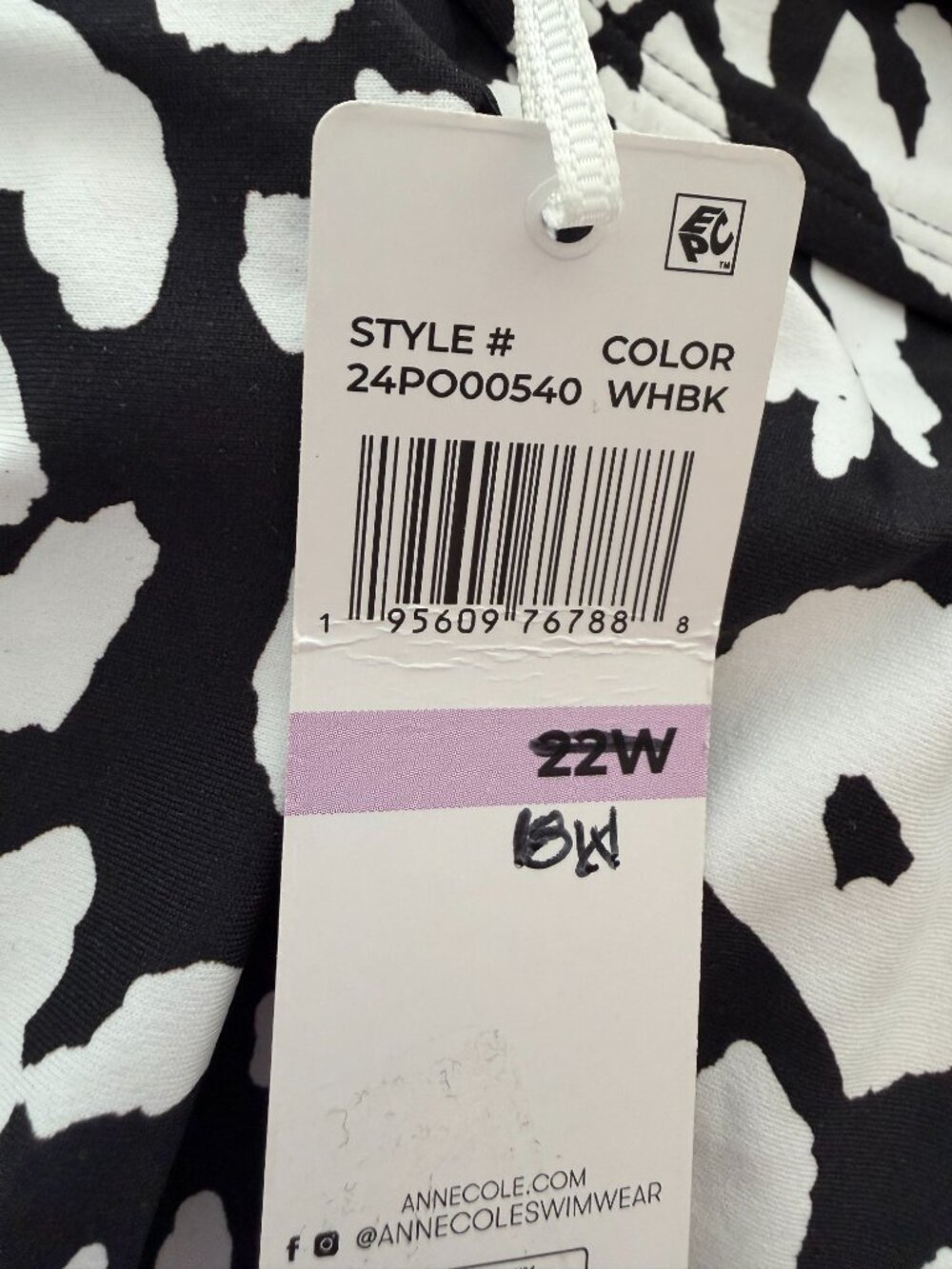 2 Anne Cole 1 piece black and white  cheetah and black  swimsuits size 18W - Picture 3 of 6